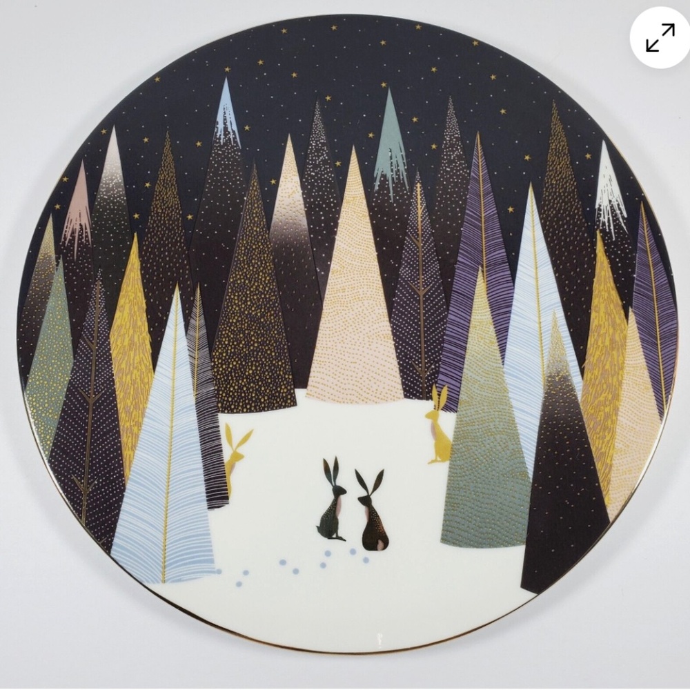 EUC Portmeirion Sara Miller Frosted Pines 9"  Plate Dish Charcuterie Serving